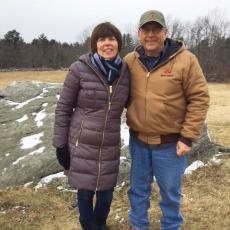 Michelle Conte Webb and Harry Webb on their land in Hardwick