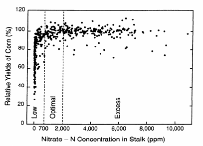 Figure 1: Corn yield and stalk N relationship