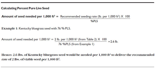 Calculating percent pure live seed