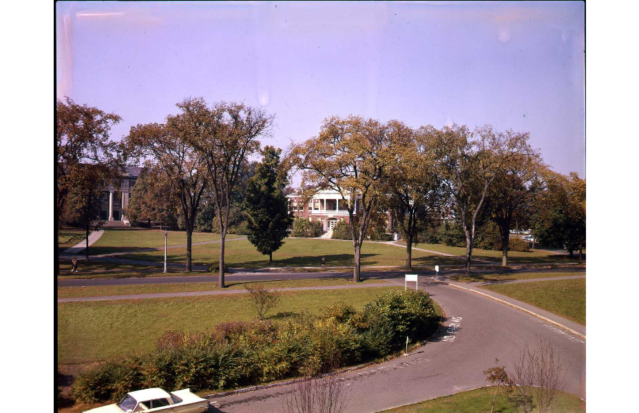 Ellis Drive on UMass Amherst campus, ca. 1960
