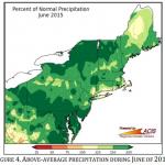 FIGURE	4. ABOVE‐AVERAGE	PRECIPITATION	DURING	JUNE	OF	2015.	