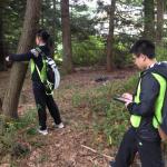 Figure 2. Students capturing tree diameter (DBH) – an essential measurement in an urban forest inventory. 
