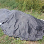 Figure 6. Cover with a geotextile fabric and secure with ropes
