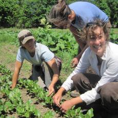 Three women scouting for pests