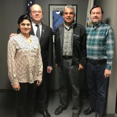 November, 2016: Zoraia Barros, Rep. James McGovern, Héctor Cordero Toledo – (president of Farm Bureau in Puerto Rico) and Frank Mangan meet to discuss collaborations related to UMass’s work with immigrant markets.