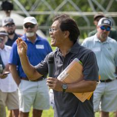 UMass Turf Field Day 2023: Dr. Geunhwa Jung helped to detail work from his pathology lab.