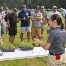 UMass Turf Field Day 2023: Dr. Angela Madeiras discussed the particulars of Pythium disease.