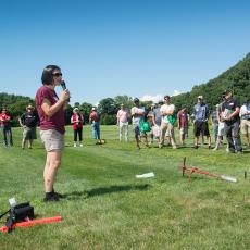 Dr. Angela Madeiras, Extension Educator and Diagnostician, speaks at the Joseph Troll Turf Research Center about the importance of good sampling for disease identification