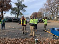 Dr. Dave Bloniarz, USDA Forest Service/ReGreen Springfield and Alex Sherman, City Forester, discuss tree planting details.