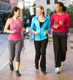 3 women brisk walking