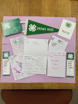 Written cards by 4-Hers