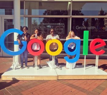 4-H kids posing at a Google logo