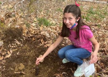 Hailey Gallagher, Girl Scout Troop 62407 plants tree for the future