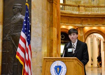 4-H member Trevor Clapp was the featured youth speaker at Massachusetts Agriculture Day