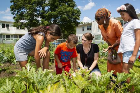 Amanda McCabe and Anna Gilbert-Muhammad teach gardening skills at Robisnon Gardens, Springfield