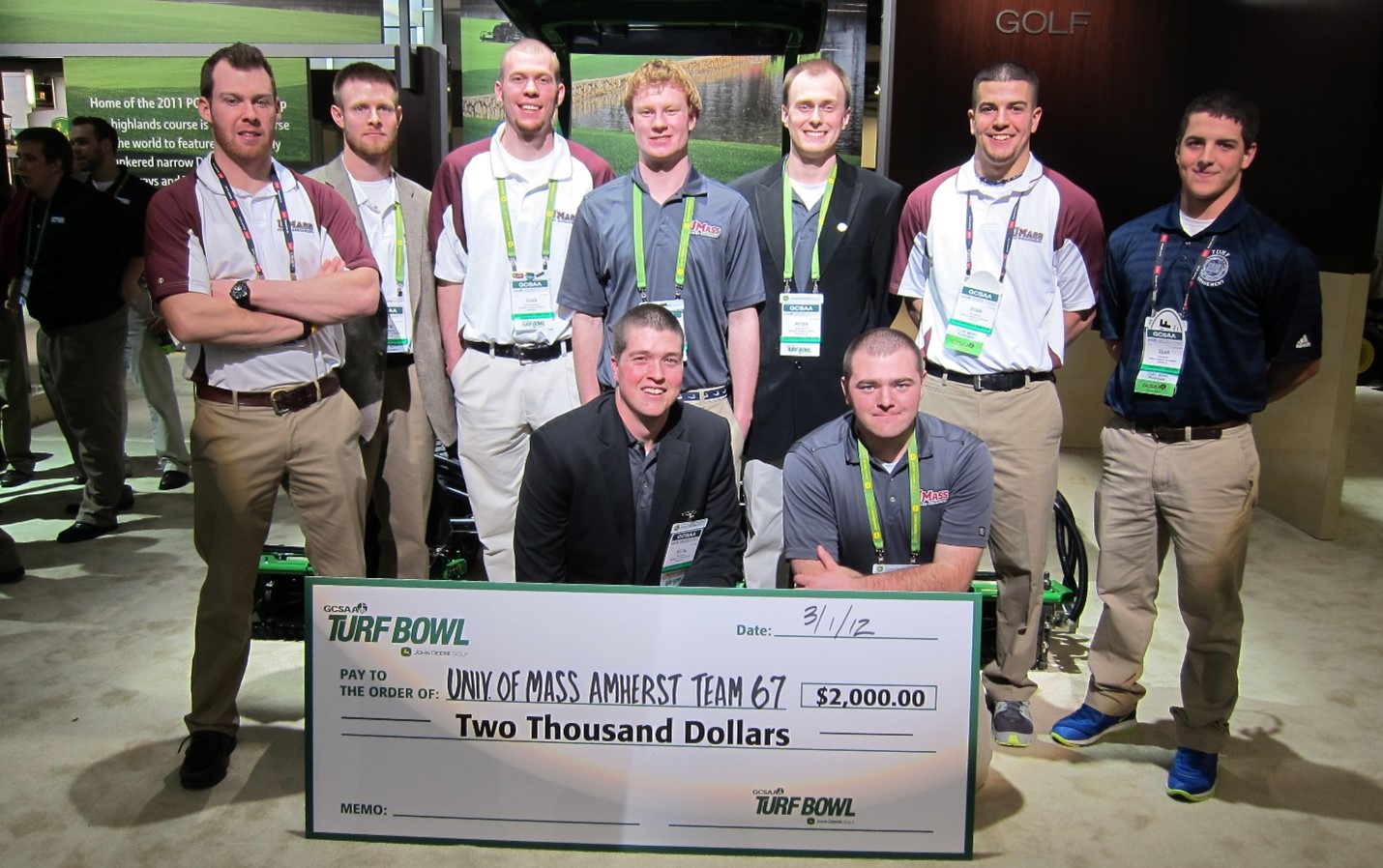 The 2nd place undergraduate team members of the 2012 GCSAA Turf Bowl competition.
